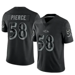 Men's Michael Pierce Baltimore Ravens No.58 Limited Reflective Jersey - Black