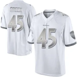 Men's Mike Green Baltimore Ravens No.45 Limited Platinum Jersey - White