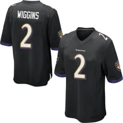 Men's Nate Wiggins Baltimore Ravens No.2 Game Jersey - Black