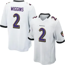 Men's Nate Wiggins Baltimore Ravens No.2 Game Jersey - White