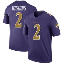 Men's Nate Wiggins Baltimore Ravens No.2 Legend Color Rush Jersey - Purple