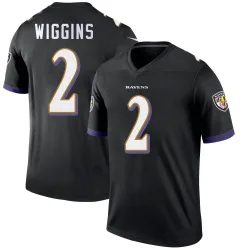 Men's Nate Wiggins Baltimore Ravens No.2 Legend Jersey - Black
