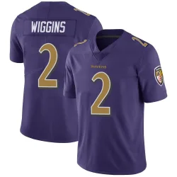 Men's Nate Wiggins Baltimore Ravens No.2 Limited Color Rush Vapor Untouchable Jersey - Purple