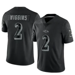 Men's Nate Wiggins Baltimore Ravens No.2 Limited Reflective Jersey - Black