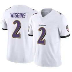 Men's Nate Wiggins Baltimore Ravens No.2 Limited Vapor F.U.S.E. Jersey - White