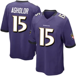 Men's Nelson Agholor Baltimore Ravens No.15 Game Team Color Jersey - Purple