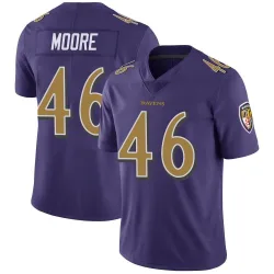 Men's Nick Moore Baltimore Ravens No.46 Limited Color Rush Vapor Untouchable Jersey - Purple