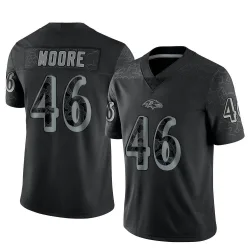Men's Nick Moore Baltimore Ravens No.46 Limited Reflective Jersey - Black