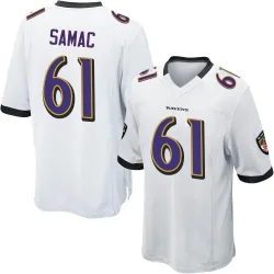 Men's Nick Samac Baltimore Ravens No.61 Game Jersey - White