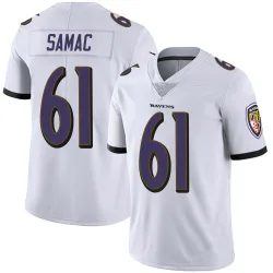 Men's Nick Samac Baltimore Ravens No.61 Limited Vapor Untouchable Jersey - White