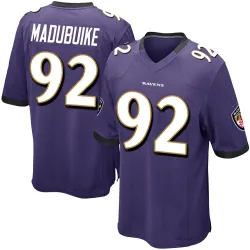 Men's Nnamdi Madubuike Baltimore Ravens No.92 Game Team Color Jersey - Purple