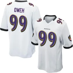 Men's Odafe Oweh Baltimore Ravens No.99 Game Jersey - White