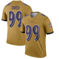 Men's Odafe Oweh Baltimore Ravens No.99 Legend Inverted Jersey - Gold