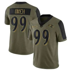 Men's Odafe Oweh Baltimore Ravens No.99 Limited 2021 Salute To Service Jersey - Olive