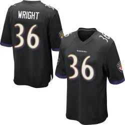 Men's Owen Wright Baltimore Ravens No.36 Game Jersey - Black