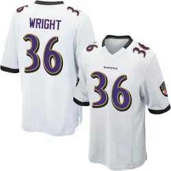 Men's Owen Wright Baltimore Ravens No.36 Game Jersey - White