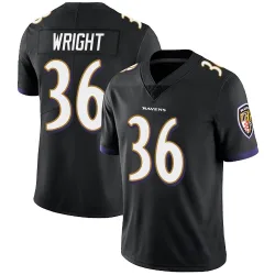 Men's Owen Wright Baltimore Ravens No.36 Limited Alternate Vapor Untouchable Jersey - Black