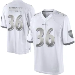 Men's Owen Wright Baltimore Ravens No.36 Limited Platinum Jersey - White