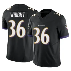 Men's Owen Wright Baltimore Ravens No.36 Limited Vapor F.U.S.E. Jersey - Black