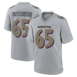 Men's Ozzie Hutchinson Baltimore Ravens No.65 Game Atmosphere Fashion Jersey - Gray
