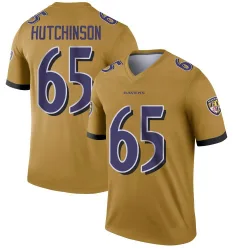 Men's Ozzie Hutchinson Baltimore Ravens No.65 Legend Inverted Jersey - Gold