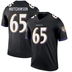 Men's Ozzie Hutchinson Baltimore Ravens No.65 Legend Jersey - Black