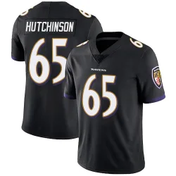 Men's Ozzie Hutchinson Baltimore Ravens No.65 Limited Alternate Vapor Untouchable Jersey - Black