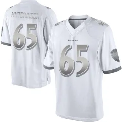 Men's Ozzie Hutchinson Baltimore Ravens No.65 Limited Platinum Jersey - White