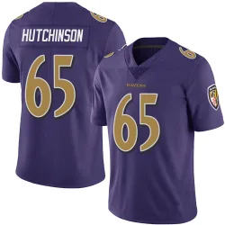 Men's Ozzie Hutchinson Baltimore Ravens No.65 Limited Team Color Vapor Untouchable Jersey - Purple