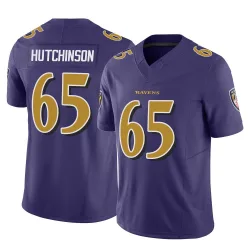 Men's Ozzie Hutchinson Baltimore Ravens No.65 Limited Vapor F.U.S.E. Jersey - Purple
