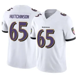 Men's Ozzie Hutchinson Baltimore Ravens No.65 Limited Vapor F.U.S.E. Jersey - White