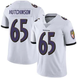 Men's Ozzie Hutchinson Baltimore Ravens No.65 Limited Vapor Untouchable Jersey - White