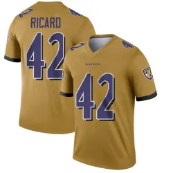 Men's Patrick Ricard Baltimore Ravens No.42 Legend Inverted Jersey - Gold