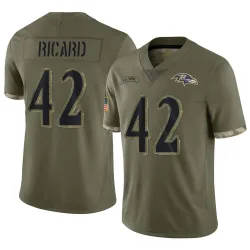 Men's Patrick Ricard Baltimore Ravens No.42 Limited 2022 Salute To Service Jersey - Olive