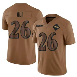 Men's Rasheen Ali Baltimore Ravens No.26 Limited 2023 Salute To Service Jersey - Brown