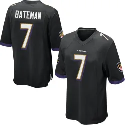 Men's Rashod Bateman Baltimore Ravens No.7 Game Jersey - Black