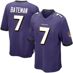 Men's Rashod Bateman Baltimore Ravens No.7 Game Team Color Jersey - Purple