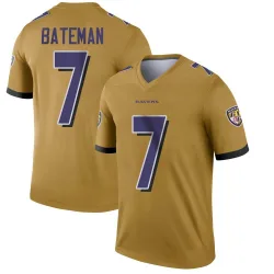 Men's Rashod Bateman Baltimore Ravens No.7 Legend Inverted Jersey - Gold