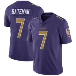 Men's Rashod Bateman Baltimore Ravens No.7 Limited Color Rush Vapor Untouchable Jersey - Purple