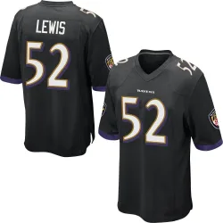 Men's Ray Lewis Baltimore Ravens No.52 Game Jersey - Black