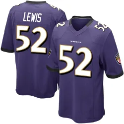 Men's Ray Lewis Baltimore Ravens No.52 Game Team Color Jersey - Purple