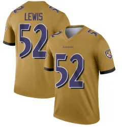 Men's Ray Lewis Baltimore Ravens No.52 Legend Inverted Jersey - Gold
