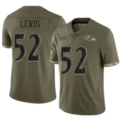Men's Ray Lewis Baltimore Ravens No.52 Limited 2022 Salute To Service Jersey - Olive