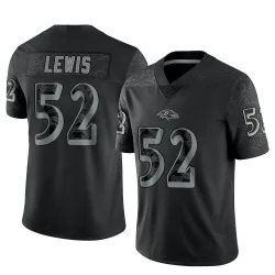 Men's Ray Lewis Baltimore Ravens No.52 Limited Reflective Jersey - Black