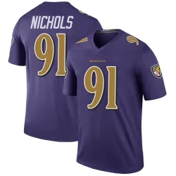 Men's Rayshad Nichols Baltimore Ravens No.91 Legend Color Rush Jersey - Purple