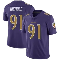 Men's Rayshad Nichols Baltimore Ravens No.91 Limited Color Rush Vapor Untouchable Jersey - Purple