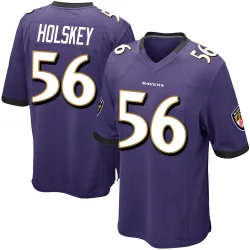 Men's Reid Holskey Baltimore Ravens No.56 Game Team Color Jersey - Purple