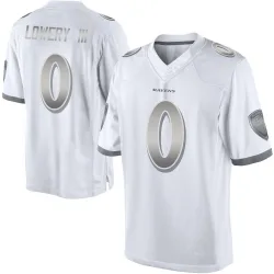 Men's Reuben Lowery III Baltimore Ravens No.0 Limited Platinum Jersey - White