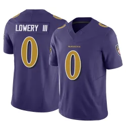 Men's Reuben Lowery III Baltimore Ravens No.0 Limited Vapor F.U.S.E. Jersey - Purple