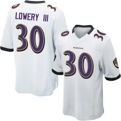 Men's Reuben Lowery III Baltimore Ravens No.30 Game Jersey - White